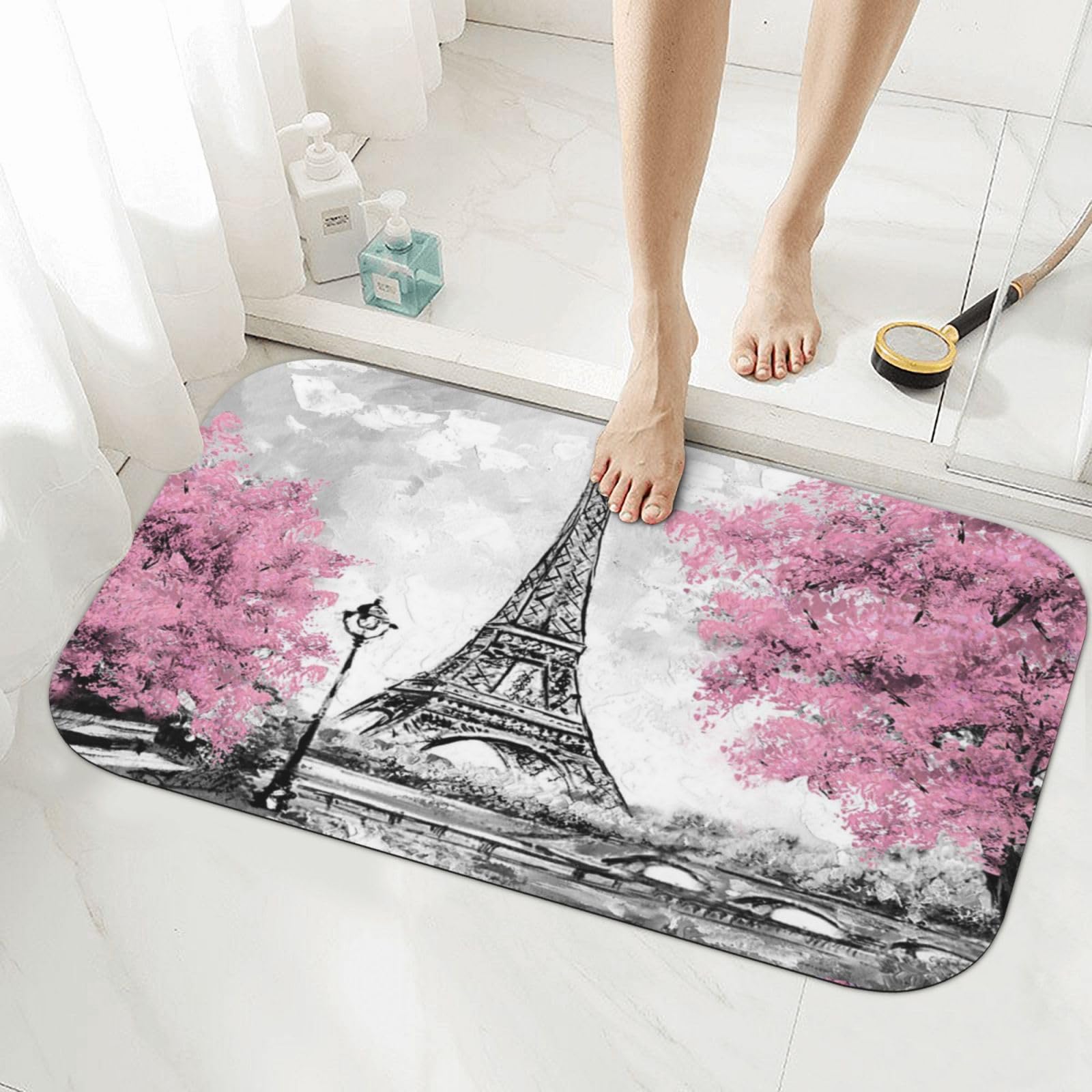 Tapis de salle de bain Tour Eiffel antidérapant pour résoudre les sols mouillés