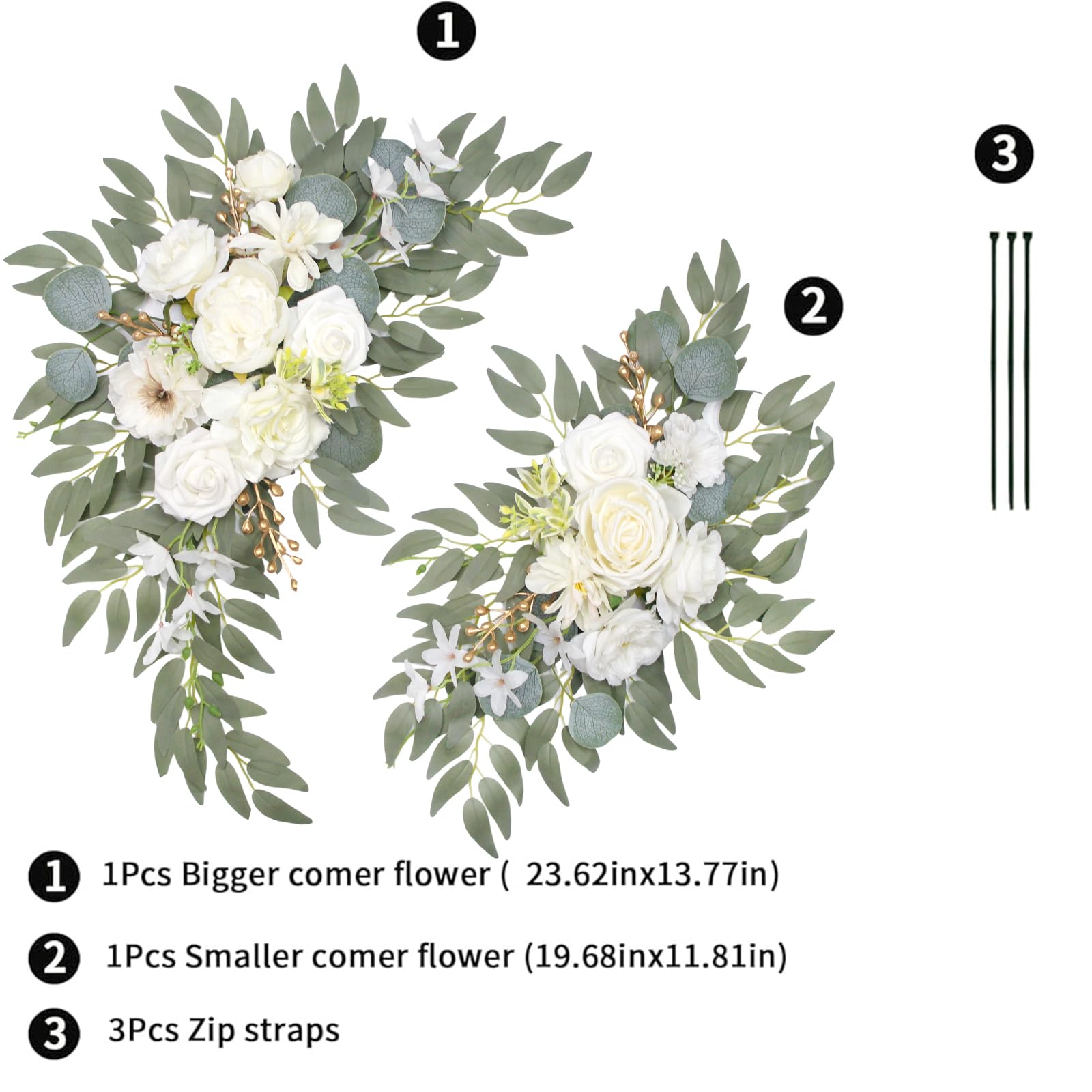 Kit di fiori ad arco con tende (confezione da 2) per cerimonia nuziale, pergolato e ricevimento, decorazione per matrimoni, cartelli di benvenuto, decorazioni floreali per feste di compleanno