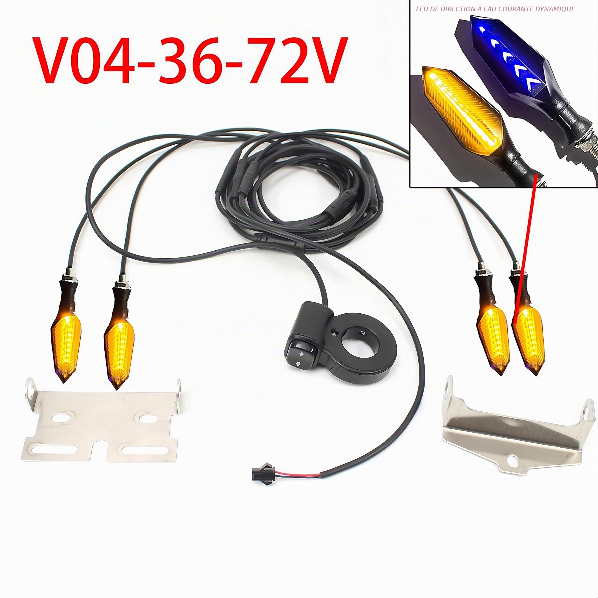 VéLo ÉLectrique Ebike Tourner Signal V04 12V Ou 36V 48V 52V 72V CâBle ImperméAble LED Clignotant