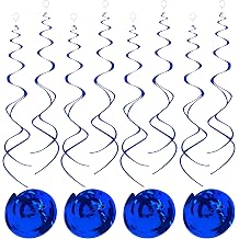 Blue Hanging Swirls Party Decorations 30 pcs Ceiling Swirl Foil Decoration for Baby Shower, Birthday Party