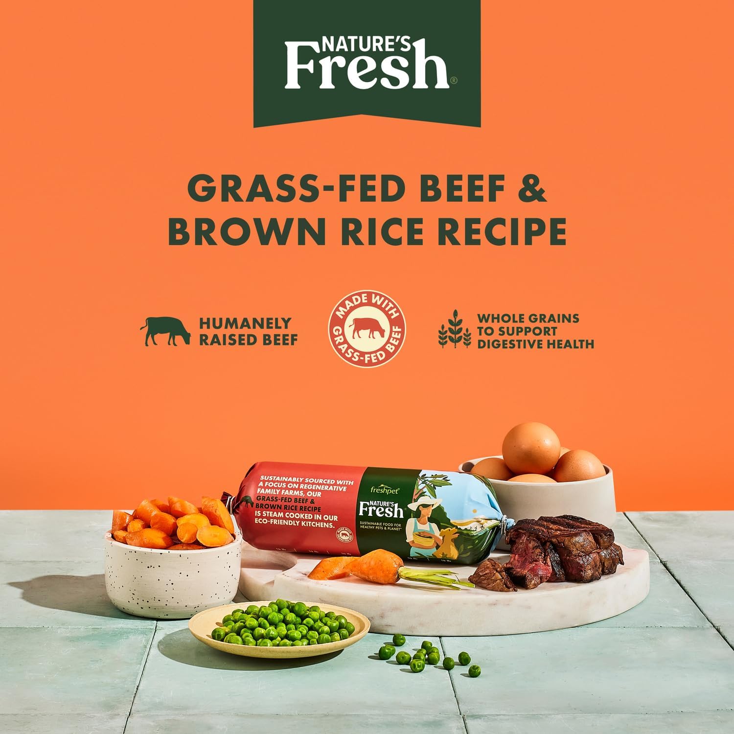 Freshpet Fresh Dog Food, Fresh Grass-Fed Beef & Brown Rice Recipe Roll, 5 lb.