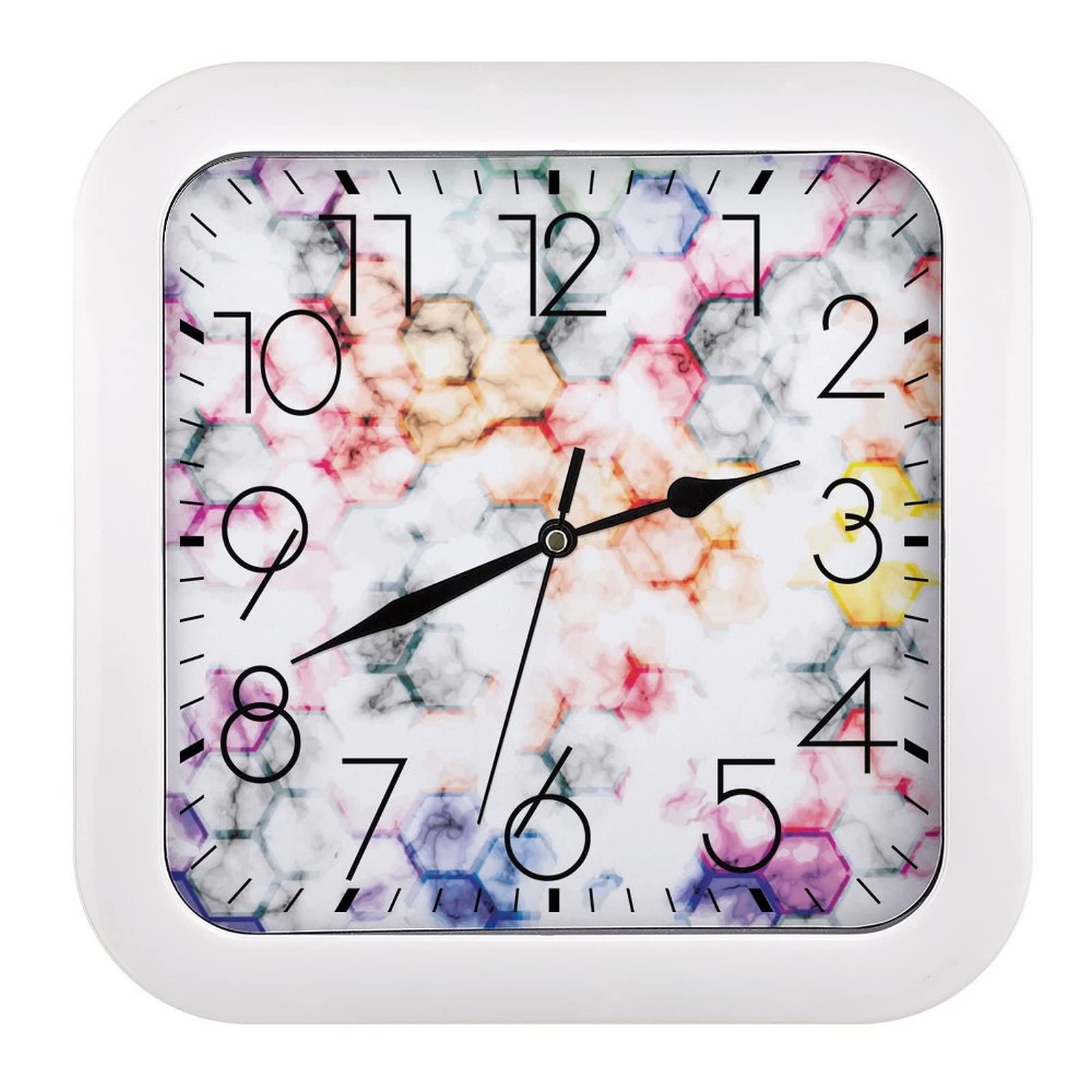 Horloge murale lisible carrée 26cm effet marbre pour décorer le salon