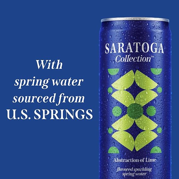 Saratoga Collection Flavored Sparkling Spring Water, Abstraction of Lime - Lime Flavored (6-Pack) - Zero Calories, Zero Sweeteners & No Artificial Sweeteners or Colors - 12 Fl Oz Aluminum Cans