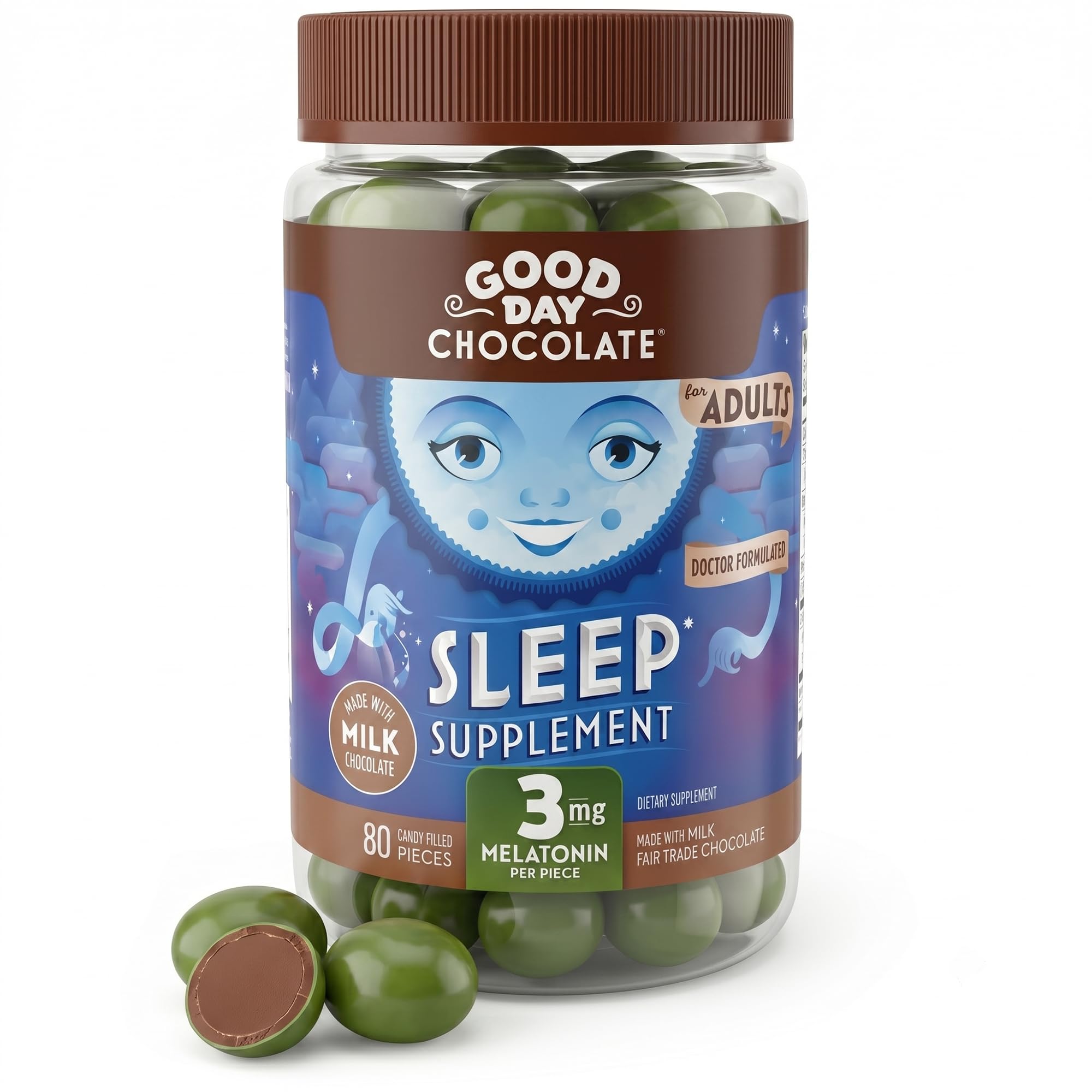 Good Day Chocolate Melatonin for Adults [ 80 Count ]