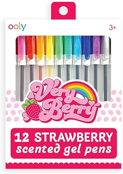 Ooly Scented Very Berry Gel Pens Set of 12-0.7mm NIB with Strawberry Scent, Pens for Kids and Adults, Art and Stationery Supplies