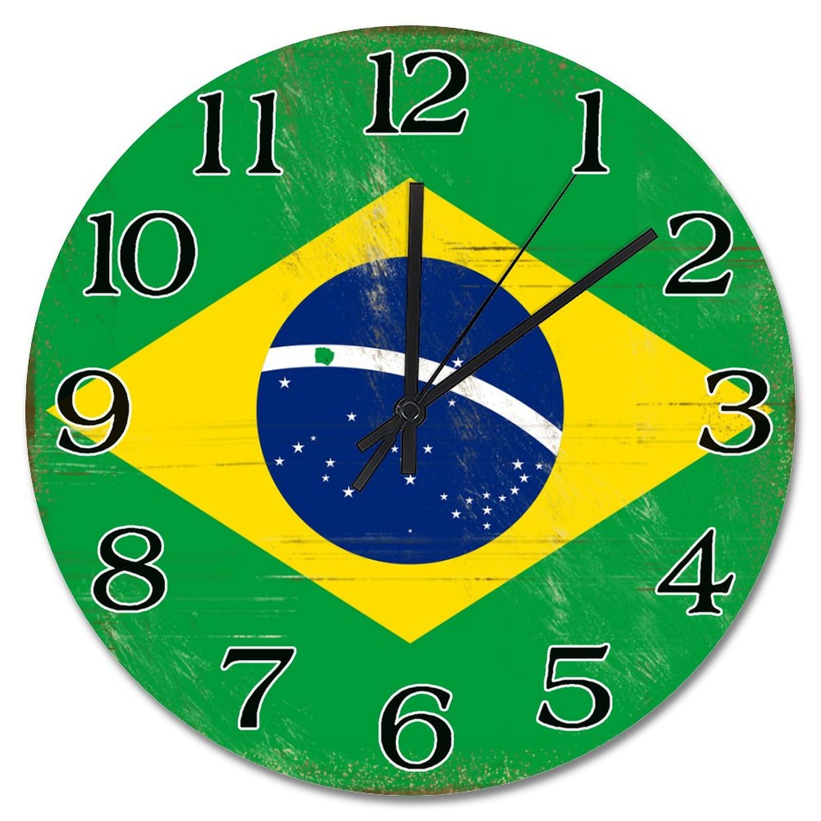 Horloge murale Brésil silencieuse pour chambre à coucher grande pendule sans tic-tac 38cm