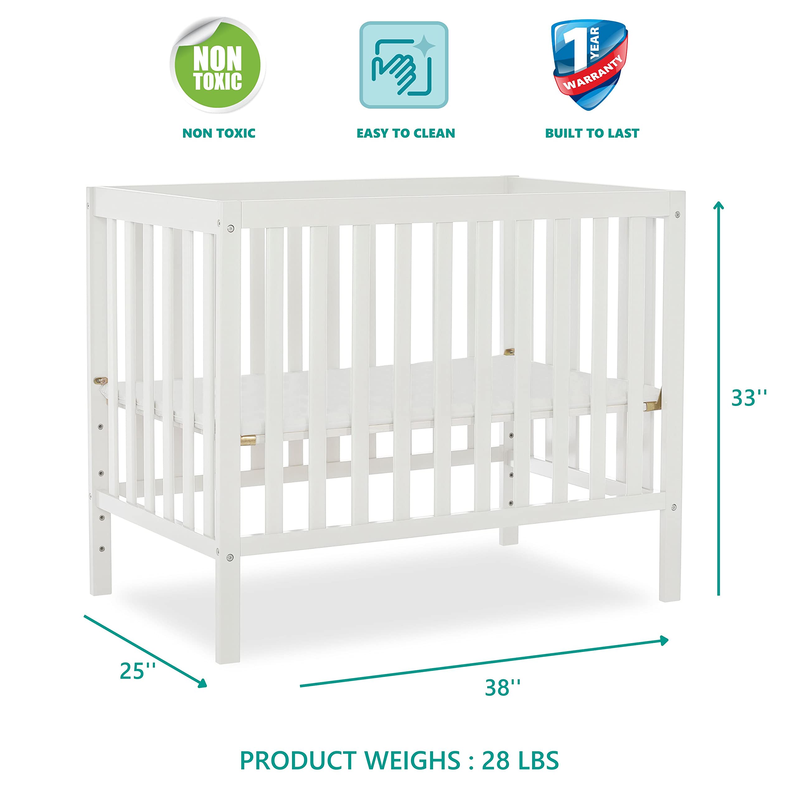 ファーストポート特別価格Dream On Me New Convertible Pinewood, Mini Mattress Crib