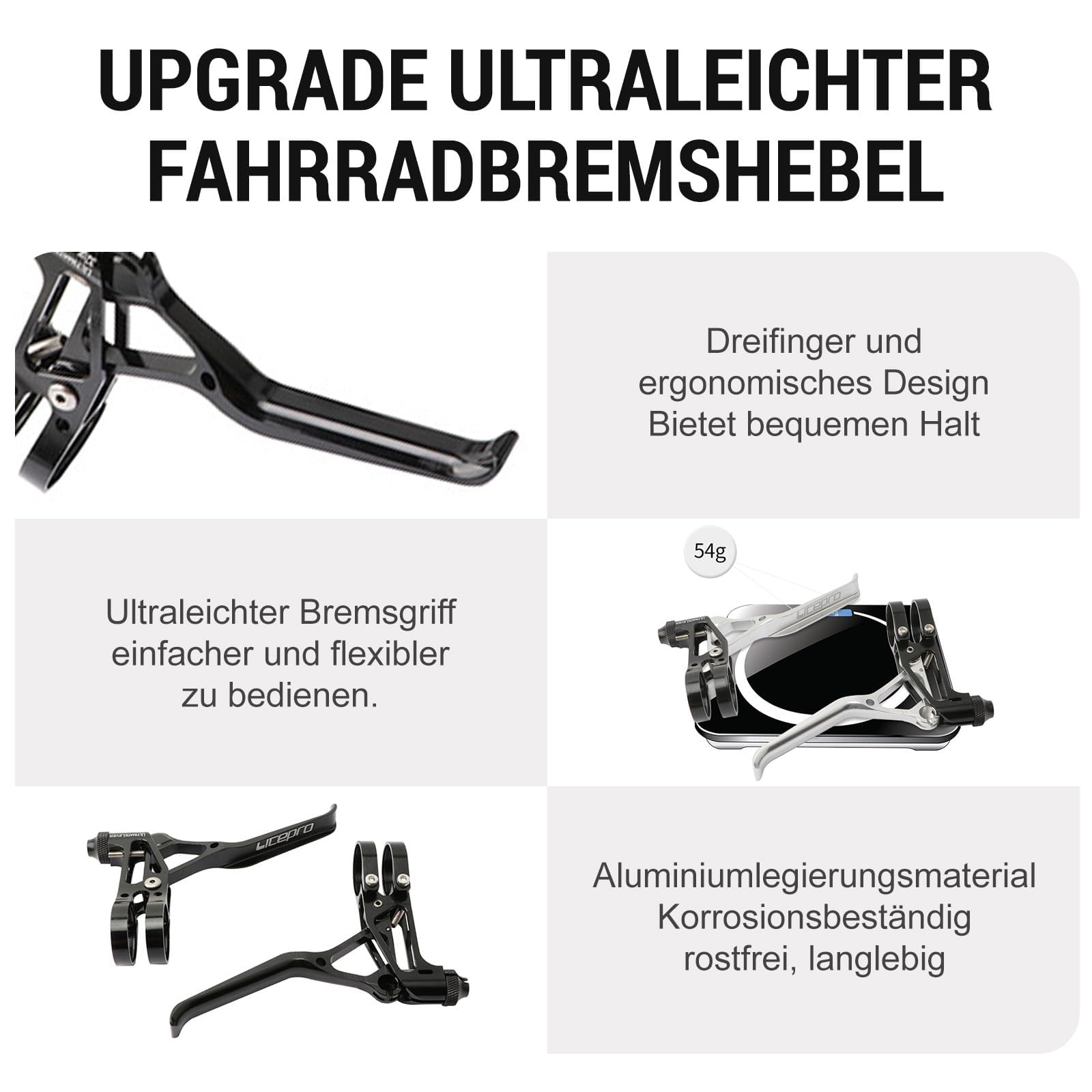 1 paire de leviers de frein de vélo, leviers de frein CNC ultra légers pour vélo de route, VTT, vélo de route, poignée de frein (noir)