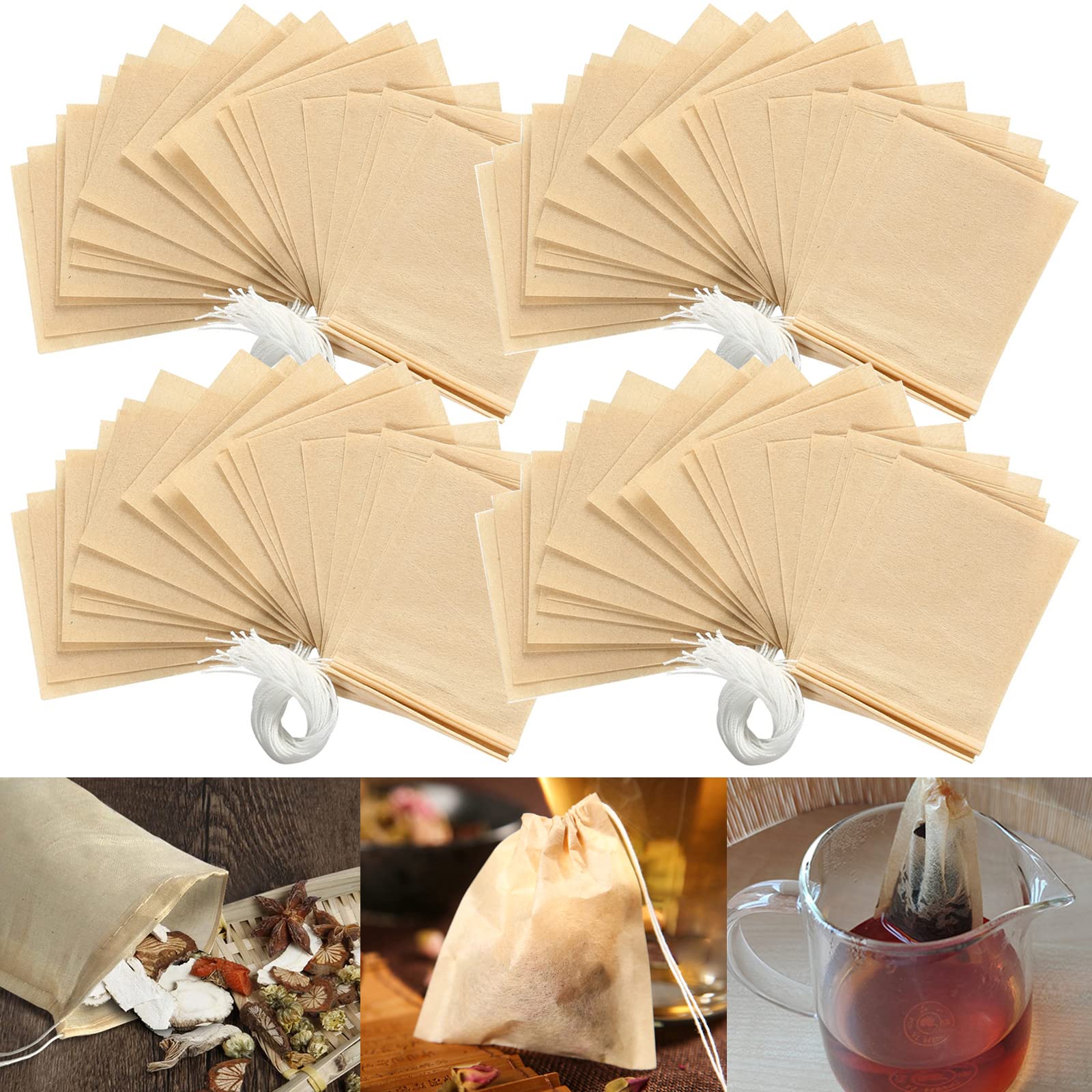 Tea Filter Bags Disposable Tea Bags Drawstring Tea Filter Empty Tea Bag Natural Eco-Friendly Unbleached Tea Filter Bags for Loose Tea,Herbs Spice Bags,Spice Filter Tea Bags