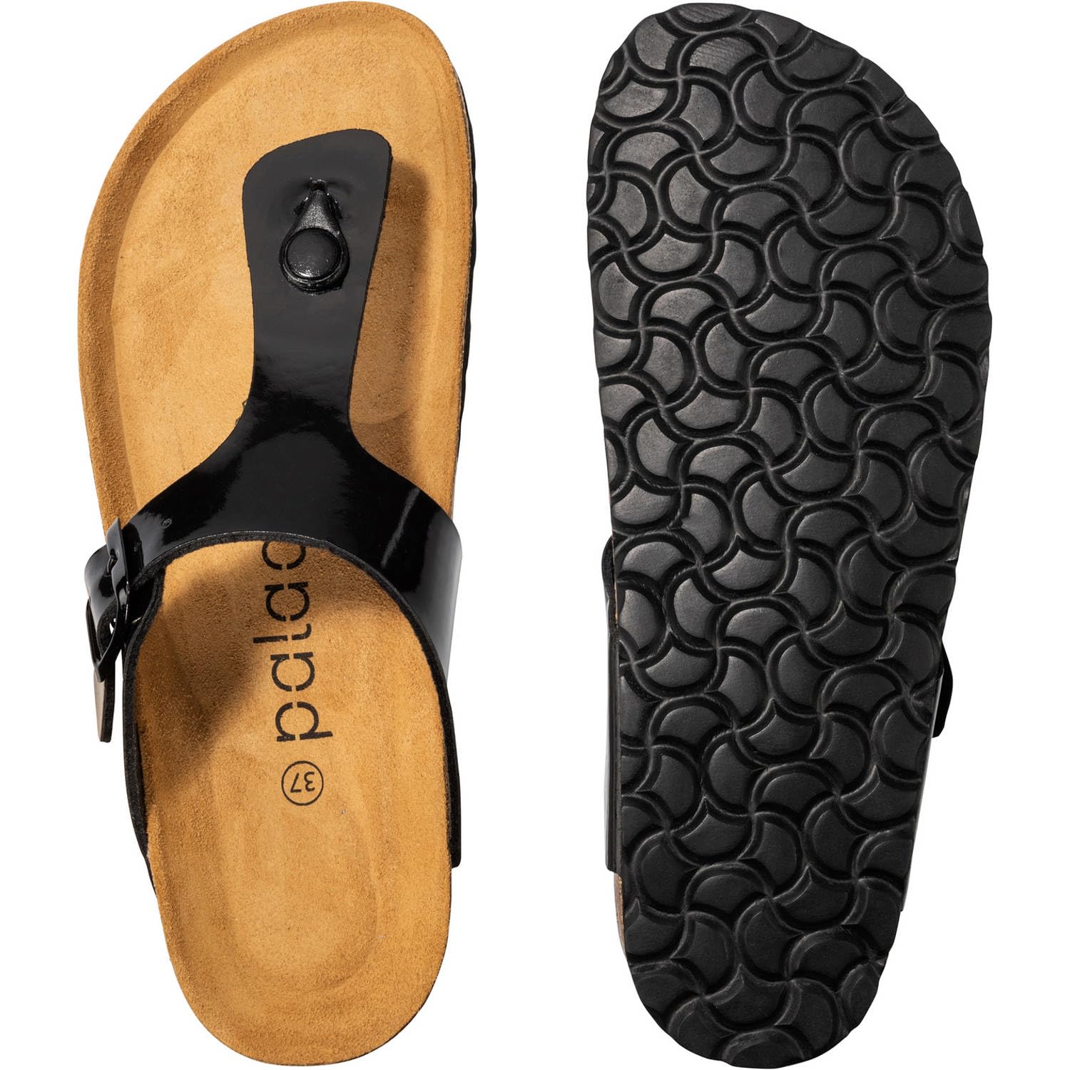 Palado Damen Zehentrenner Kos - Sandalen Made in Spain - bequeme Hausschuhe mit Kork-Fußbett - modische Sommerschuhe