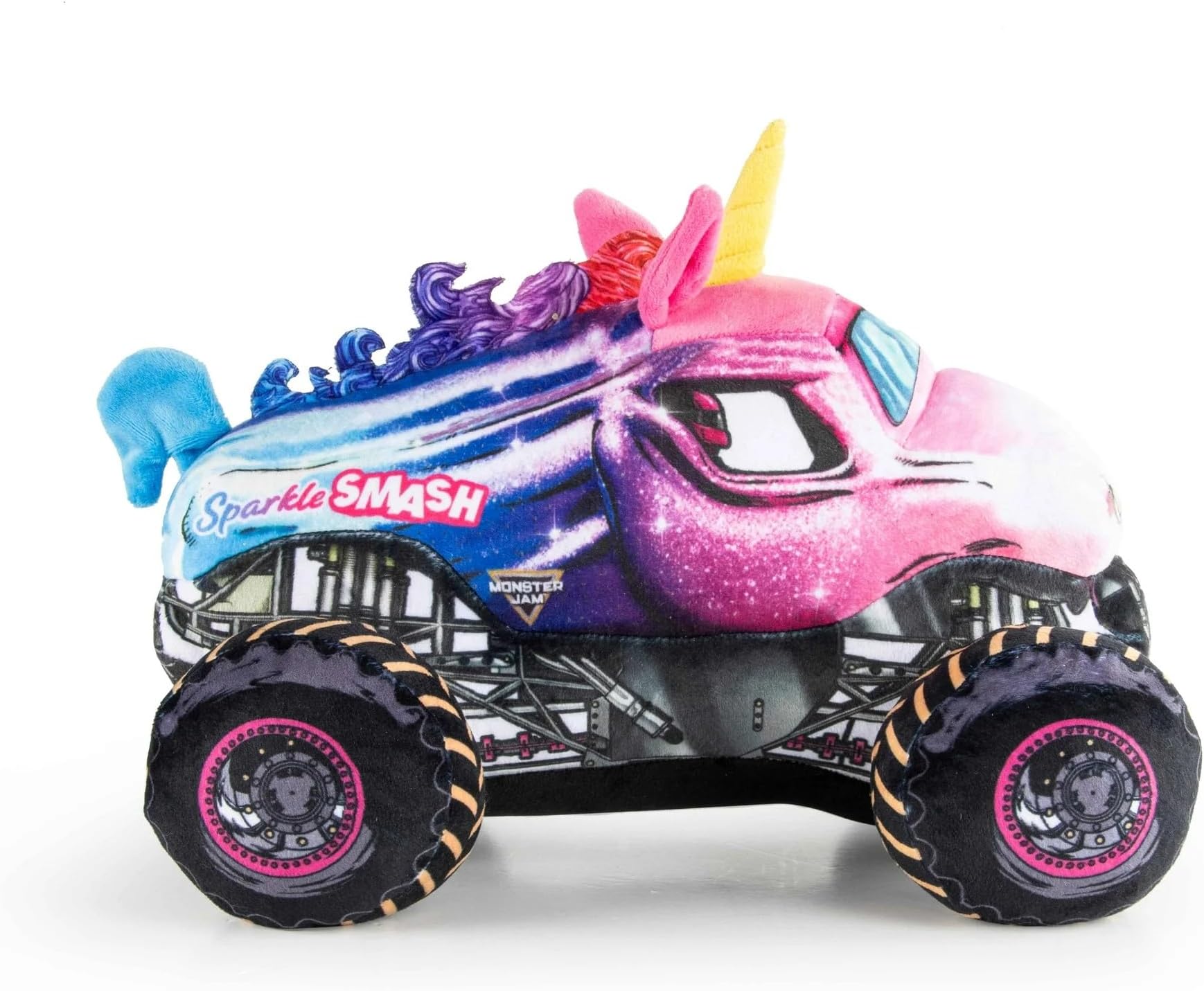 Sparkle Smash Unicorn Plush Pillow Buddy, Kids Decorative Character Pillow, Super Soft Stuffed Monster Truck Toy, 3+ Years