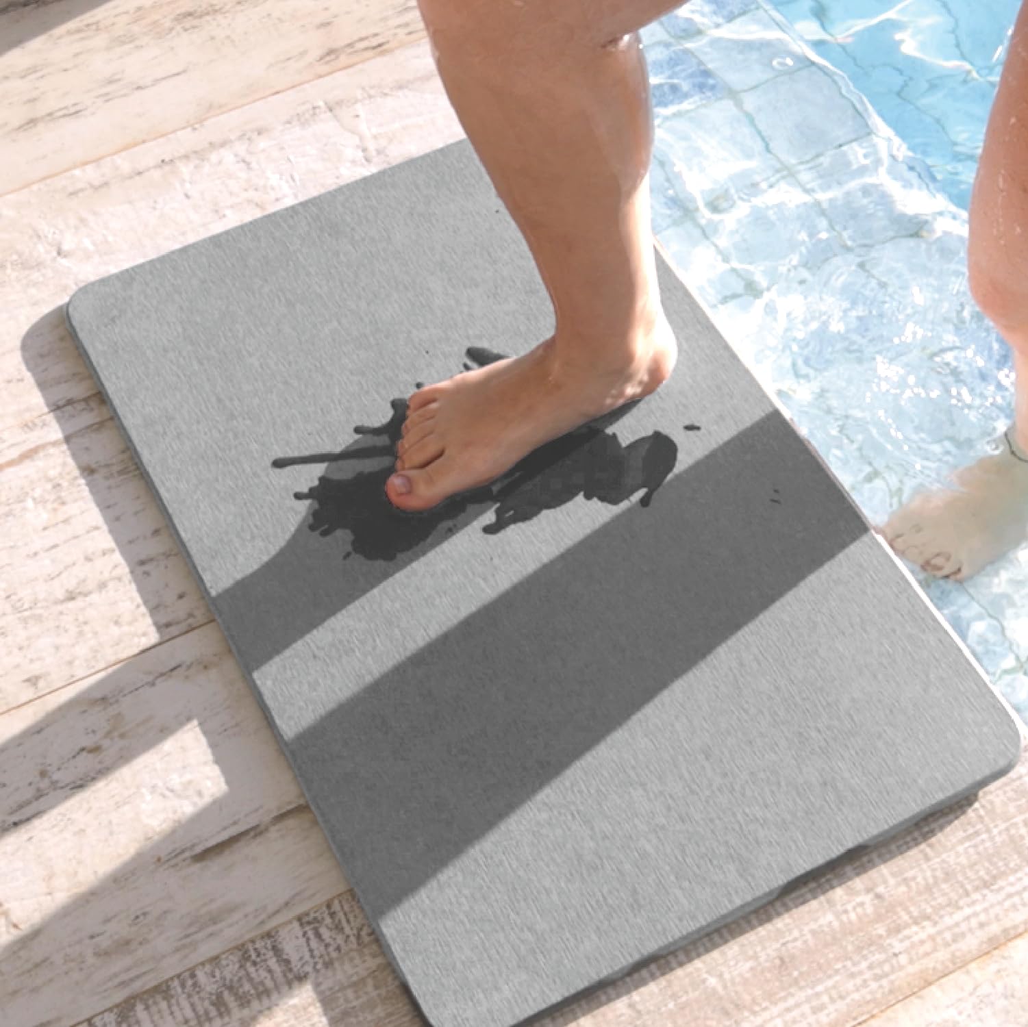 LYOR - Alfombrilla de Piedra de diatomita para baño, Color Gris, 23.6 x 15.4 Pulgadas