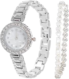 Pulseira Para Mulheres 1 Conjunto De Combinações Elegantes De Diamante Feminino Temperamento Pulseira Relógio De Pulso Pulseira Relógio Presente Criativo Pulseira De Diamante