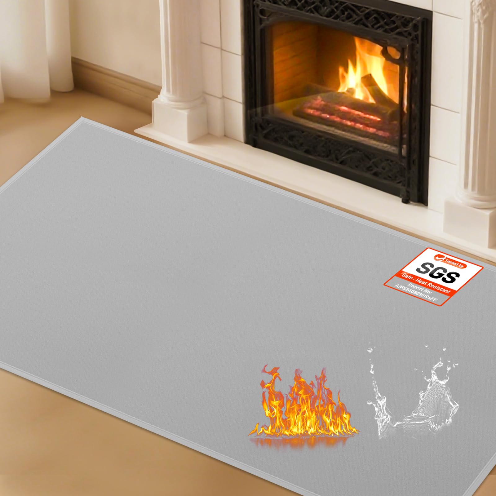 Alfombra ignífuga para chimenea TOHONFOO de 28 x 48 pulgadas para interior