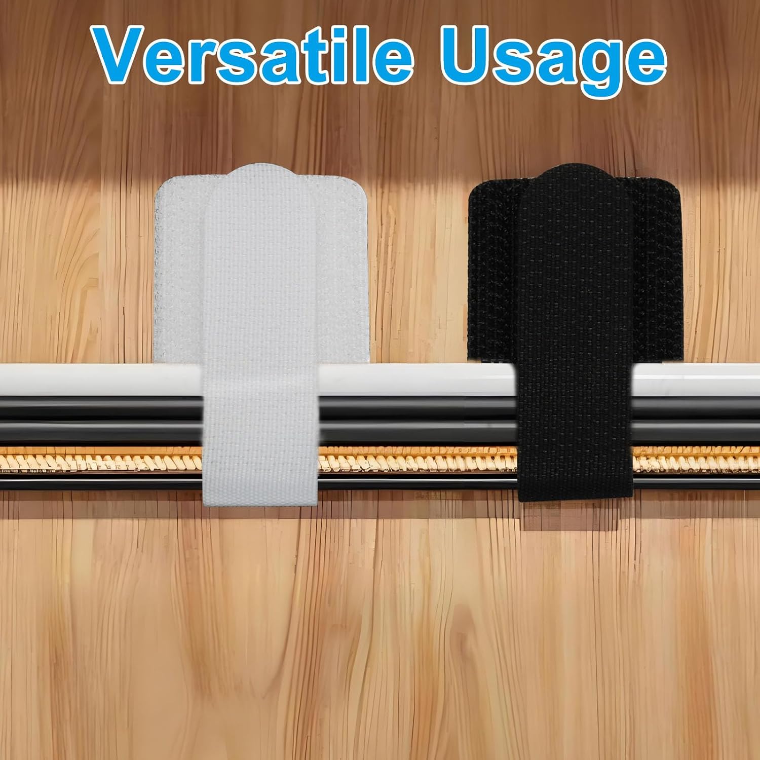 Hook and Loop Cable Ties, White+Black, 80PCS image 4