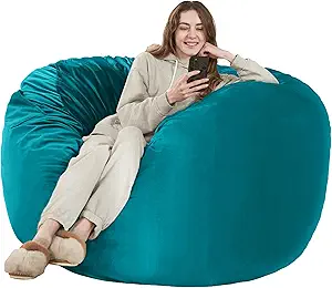 HABUTWAY Bean Bag Chair: Giant 5' Memory Foam Furniture Bean Bag Chairs for Adults with Microfiber Cover 5Ft (Sea Blue)
