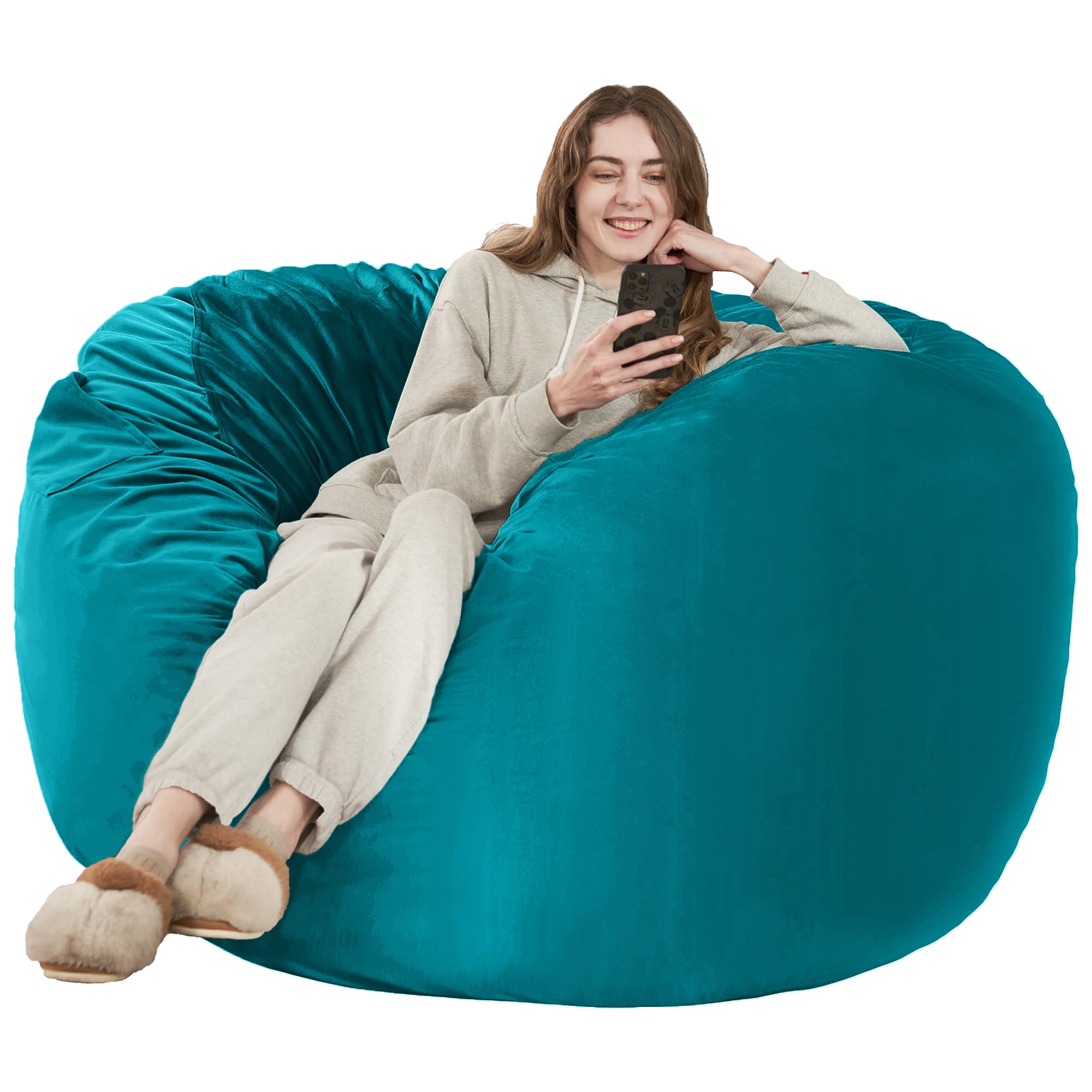 Bean Bag Chair: Giant 6' Memory Foam Furniture Bean Bag Chair with Microfiber Cover - 6Ft,Sea Blue