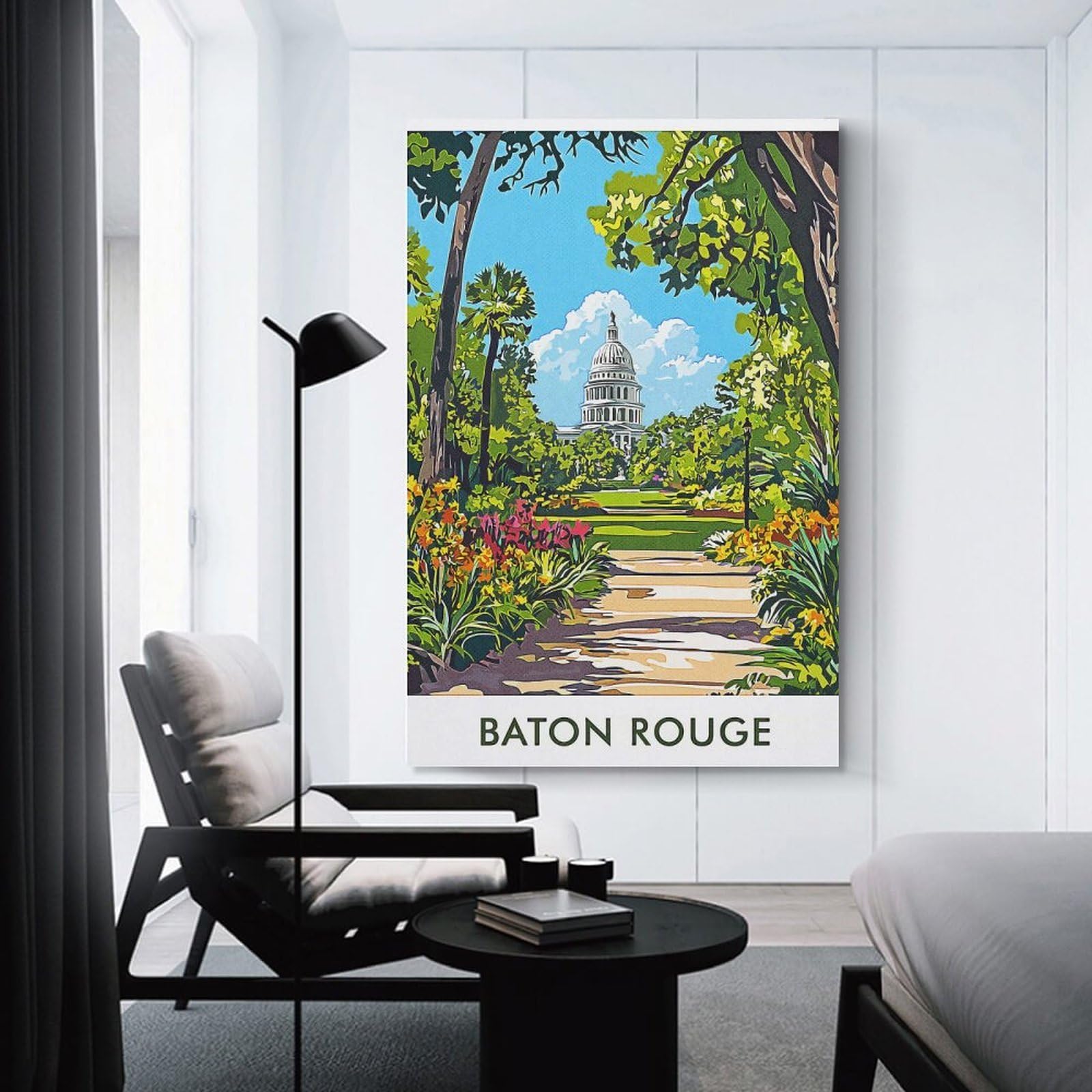 Junmoney Unframe-Style-4 Wall Picture Print Baton Rouge Capitol View, 20X30inch(50X75cm), For Workspace Walls, Study Corners Or Bedrooms, A Smart Decor Choice For Study Walls