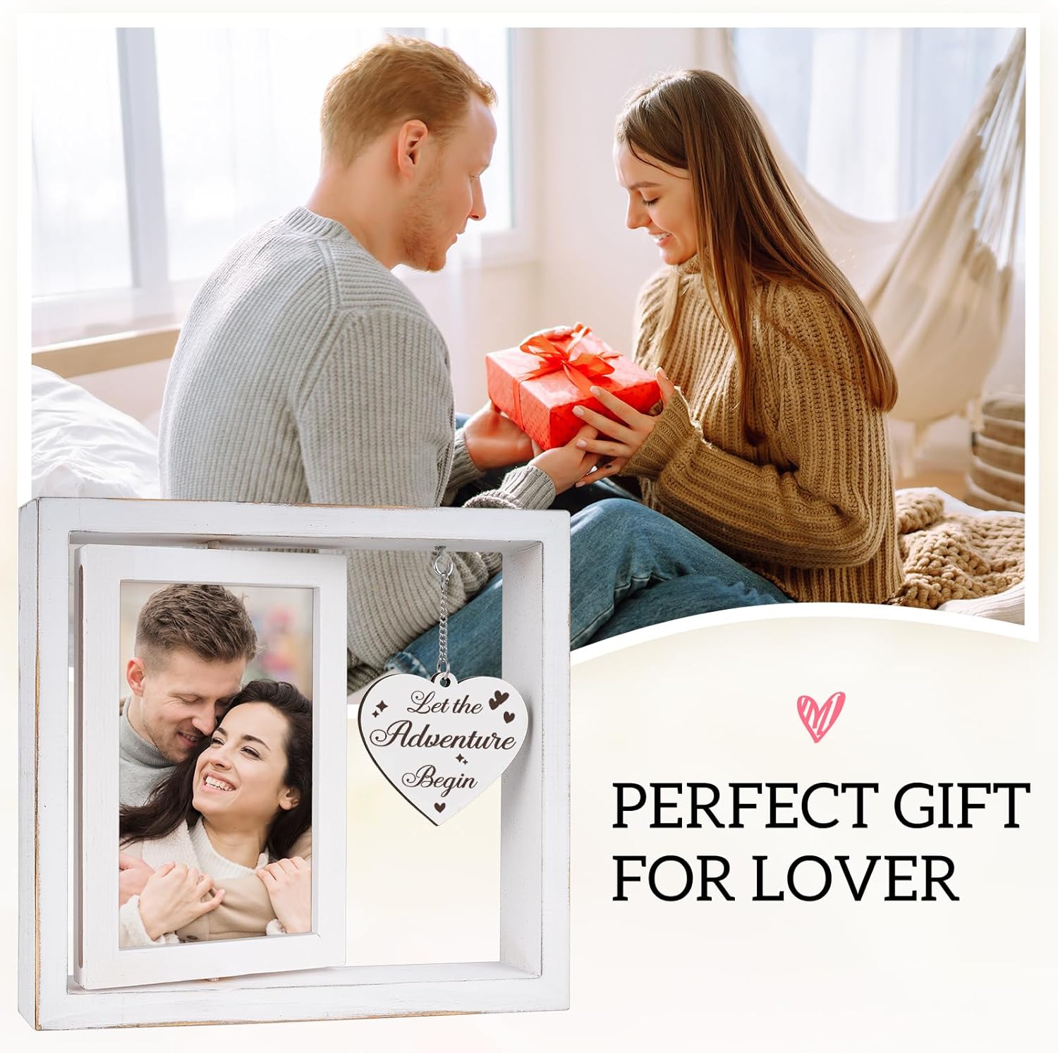 Engagement Gifts for Couples - Rotating Floating Let the Adventure Begin Picture Frame for Newly Engaged Couples, Engagement Gifts for Best Friends Him Her Bride to Be Photo Frame 4"×6" - Image 7