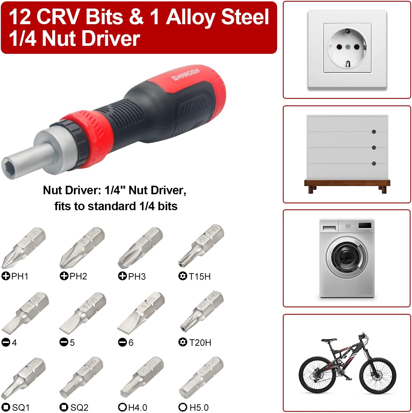 SHARDEN Precision Screwdriver Set 191-in-1 and Ratcheting Screwdriver 13-in-1 Bundle