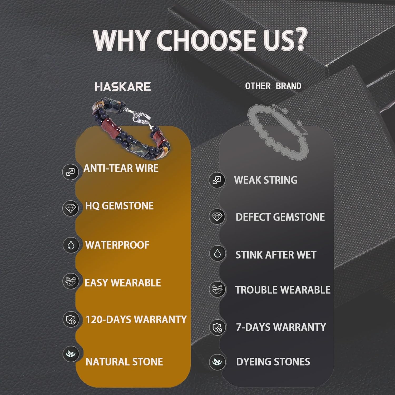 HASKARE Tiger Eye Crystal Bracelets for Men, Natural Tiger Eye Bracelet Multicolored Men Bead Bracelet Healing Crystals Gemstone Durable Wire Beaded Bracelet Unique Gifts for Balance Luck Prosperity - Image 7