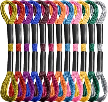12 Skeins Me-tallic Embroidery Thread,8m Me-tallic Embroidery Floss,12-Strand Glitter Thread Embroidery,for Friendship Bracelets DIY Crafts