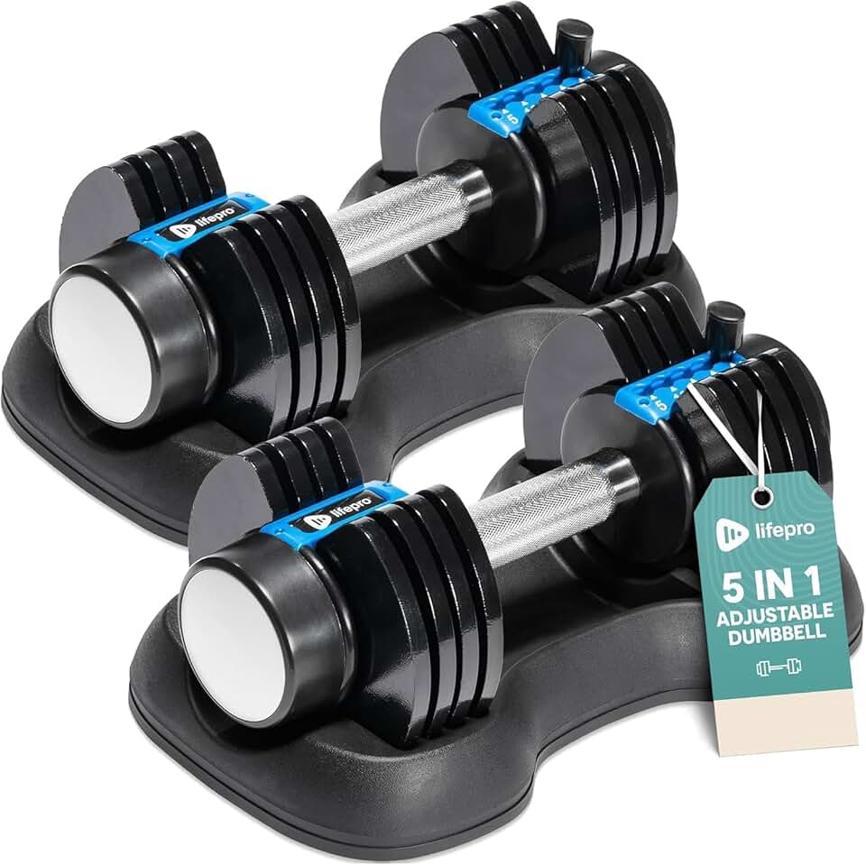 LifePro 2 x 11.34 kg/25 lbs Adjustable Dumbbells Set - Durab