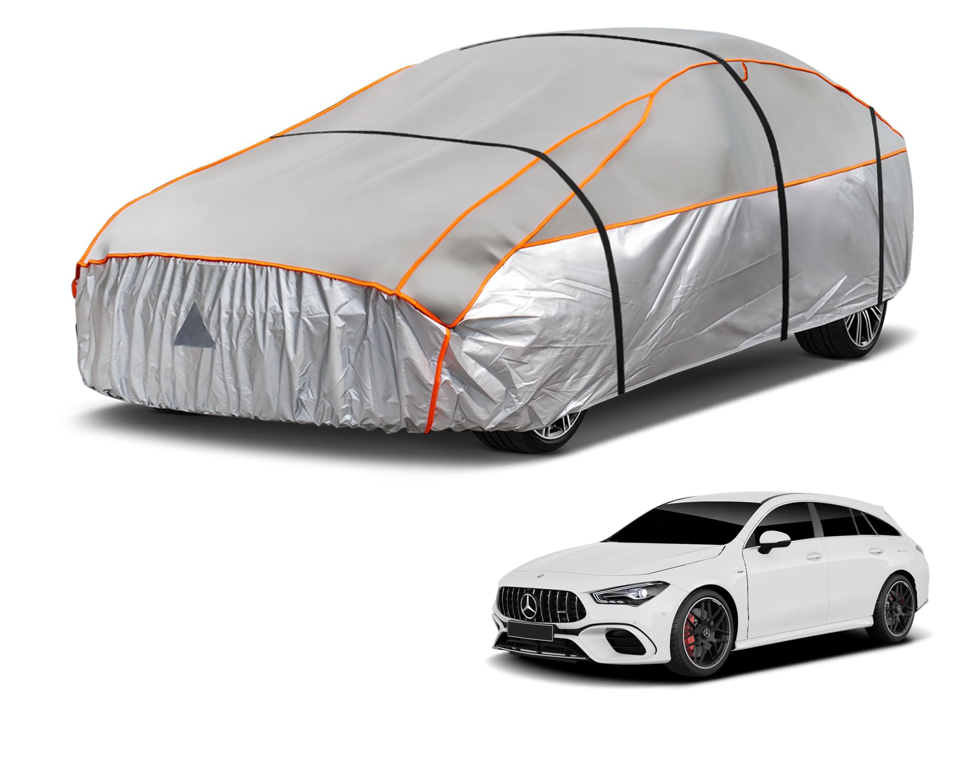 kayme Hagelschutzplane Auto Autoabdeckung Wasserdicht Atmungsaktiv，Hagelschutz Vollgarage Passend für Mercedes-Benz CLA Shooting Brake(2015-2025), Hagelschutzgarage Abdeckplane für Hagel Regen,Grau