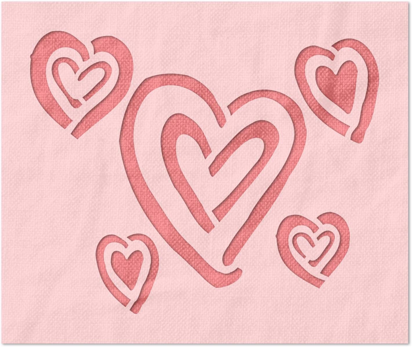 Stencil Stop Sketched Hearts Stencil - Reusable for DIY Projects, Painting, Drawing, Crafts - 14 Mil Mylar Plastic (18 x 14.63 inches)