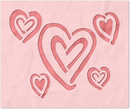 Stencil Stop Sketched Hearts Stencil - Reusable for DIY Projects, Painting, Drawing, Crafts - 14 Mil Mylar Plastic 9 x 7.31 inches