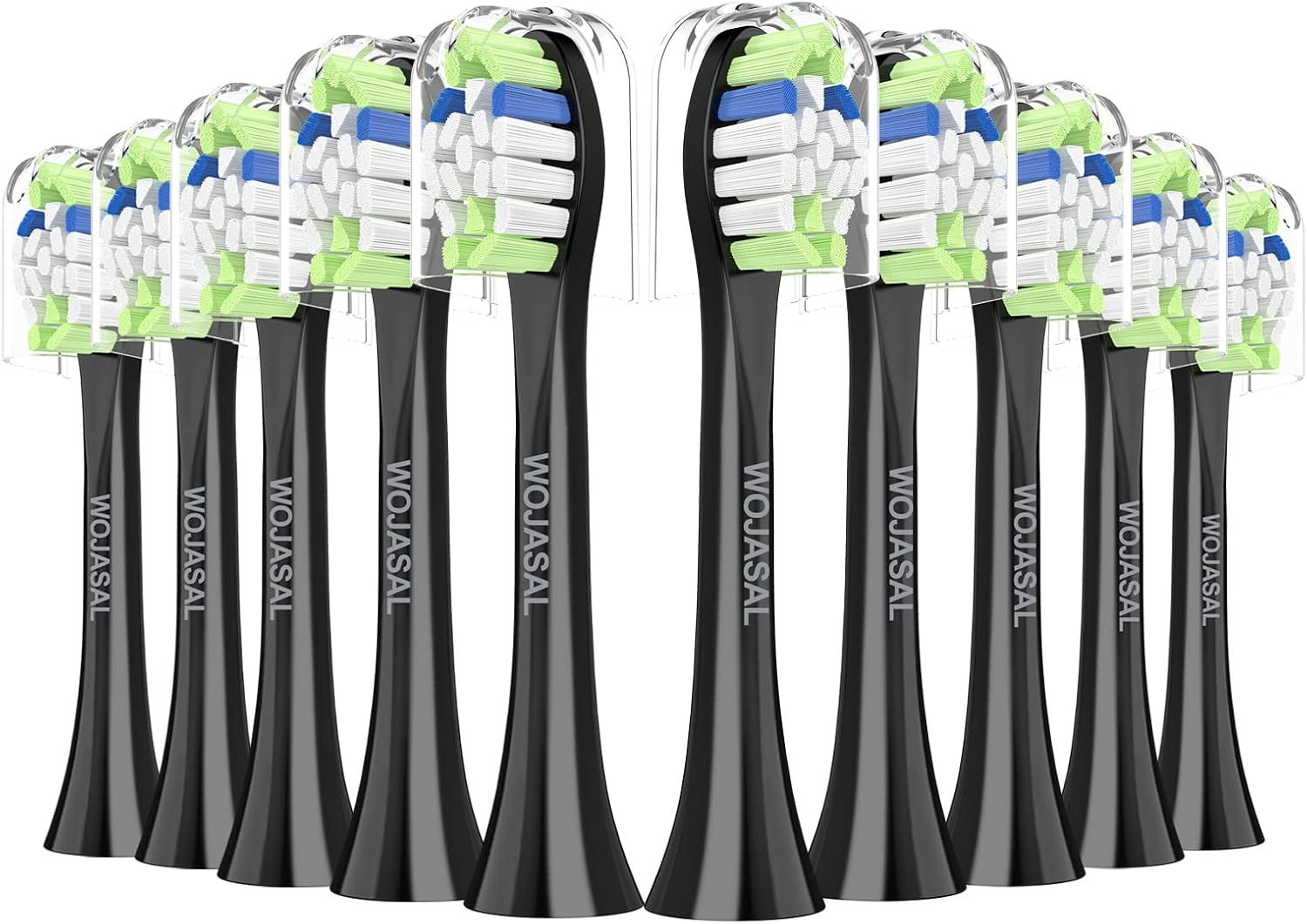 WOJASAL Reeplacement Brush Heads Compatible with Philips Sonicare Head Snap On Toothbrush, Electric Toothbrush Replacement Heads for Phillips Sonic Tooth Brush Handles, 10 Pack, Black