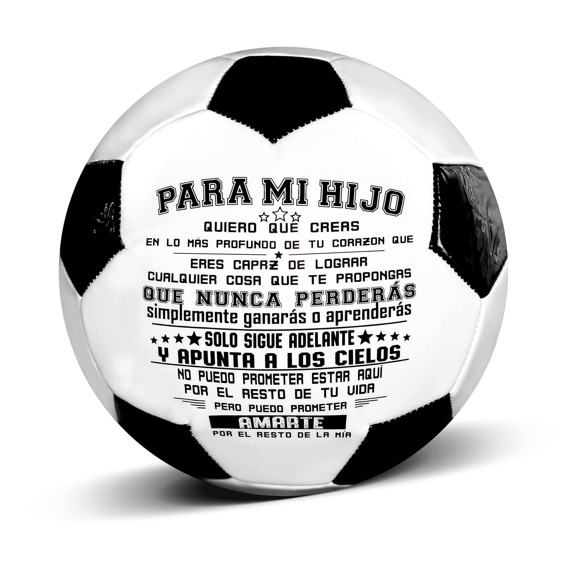 Pallone da calcio misura 5 – Classico pallone da calcio nero bianco in pelle PU con stampa motivazionale I Love You, durevole allenamento e partita, regalo per sport all'aria aperta per