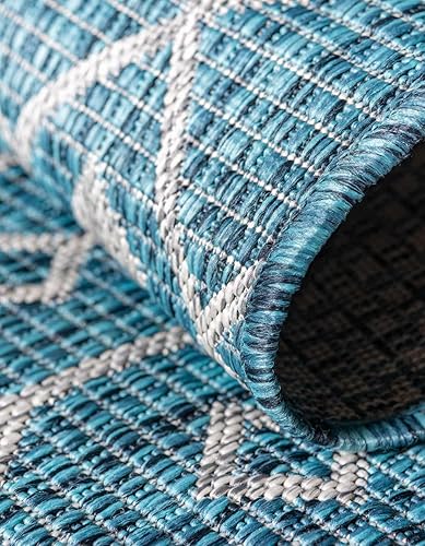 Vista 225 de Unique Loom Alfombra Colección enrejado Marroquí Celosía Transicional Interior y Exterior, Polipropileno Gris carbón/natural