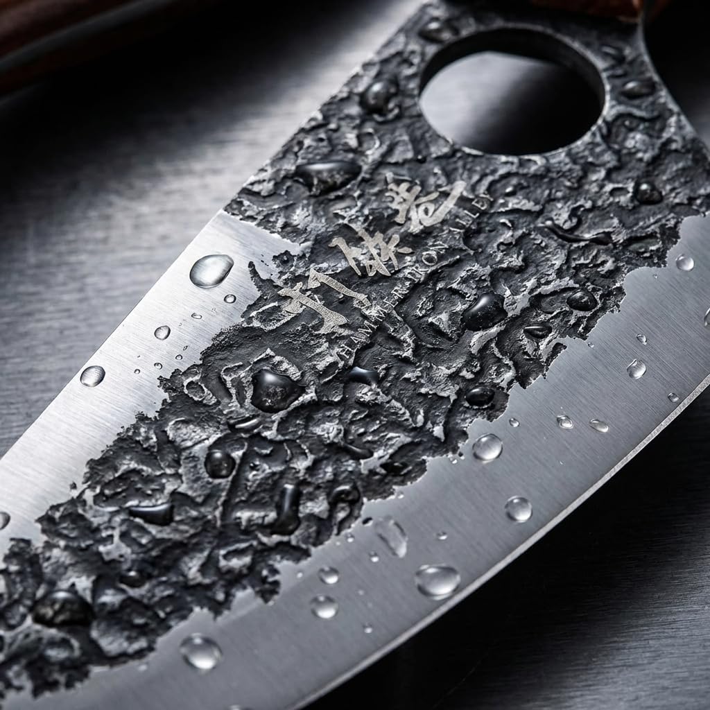 3PCS Butcher Knife Set, 7" Butcher Meat Cleaver, 7" Serbian Chef Knife and 6.5" Viking Knife, Hand Forged Kitchen Knife Set with Plastic Handle, Geat for Home, Camping, BBQ (Unique Finger Hole Design) — Amazon image 9