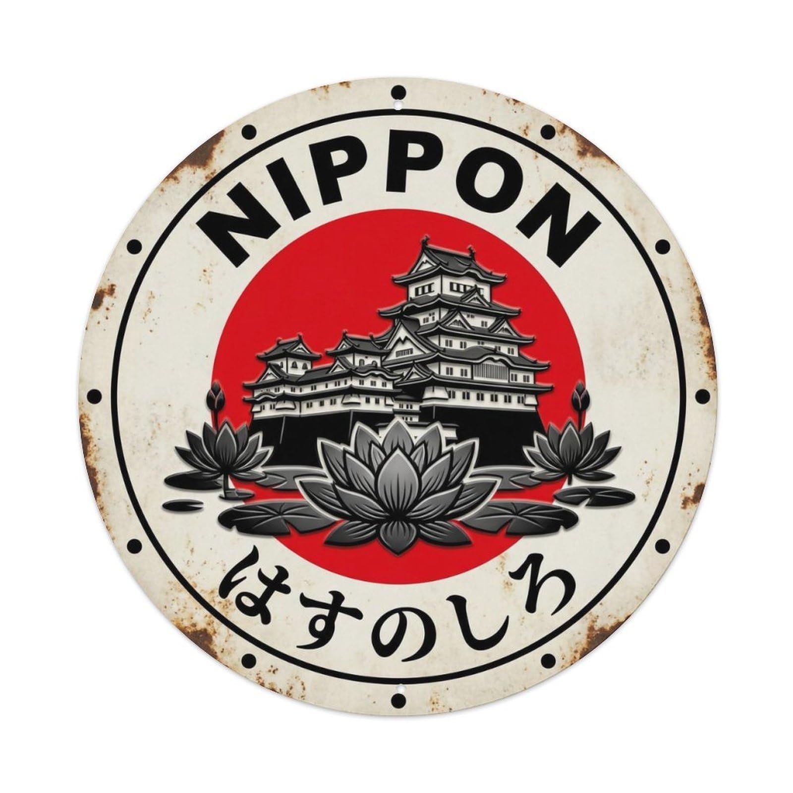 Lotus Castle Nippon Fortress Building Historic Metal Tin Sign