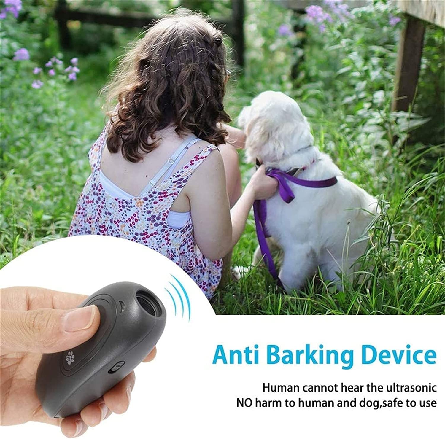 Disuasión ultrasónica de ladridos de perros, dispositivo 2 en 1 for entrenamiento de perros y control de ladridos, dispositivo antiladridos, rango de control de 16.4 pies, batería incluida, indicador