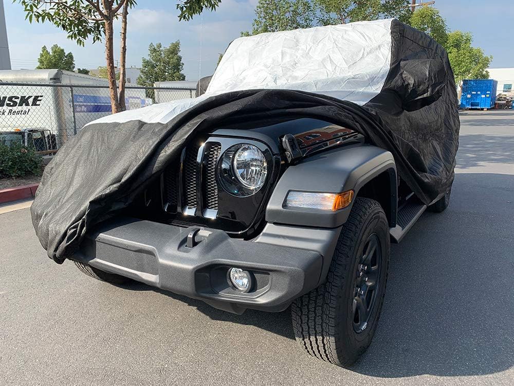 Tuxcover Custom Fits for 2007-2023 Jeep Wrangler JK JL 2 Door Sport Rubicon Car Cover All Weatherproof Multi Tyvek Covers