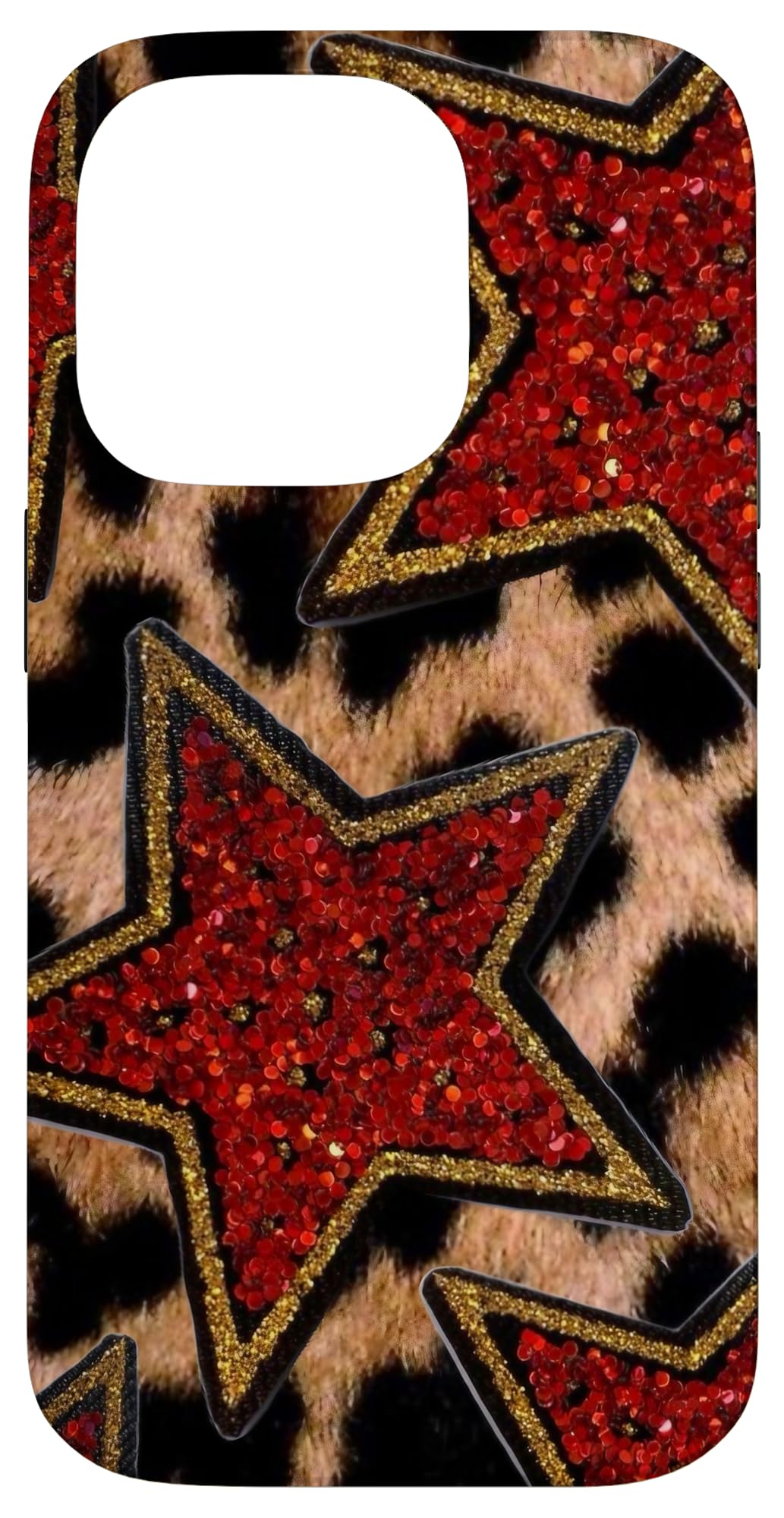 Cheetah print Y2K Star Case for iPhone 14 Pro, Red