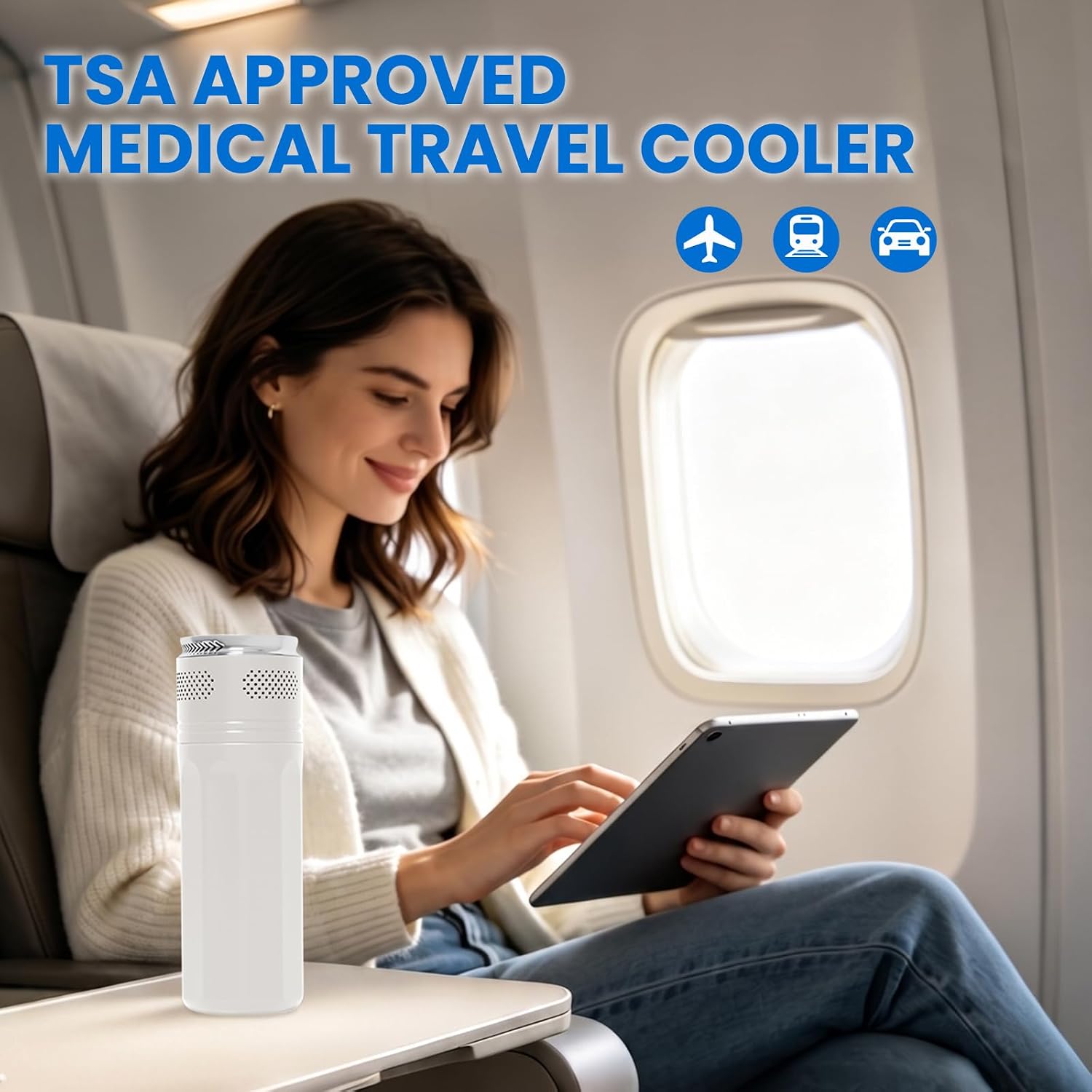 Electric Insulin Cooler Travel Case TSA Approved, Insulin Fridge Portable Insulin Refrigerator, Insulin Travel Cooler for 1–3 Pens, 35-68°F Temperature Adjustable (White)