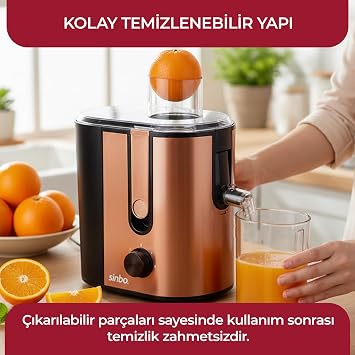 Sinbo SJ-3148 Katı Meyve Sıkacağı – 600W Motorlu, Paslanmaz Filtreli, Damlatmaz, Geniş Ağızlı Ev Tipi Sebze Sıkacağı