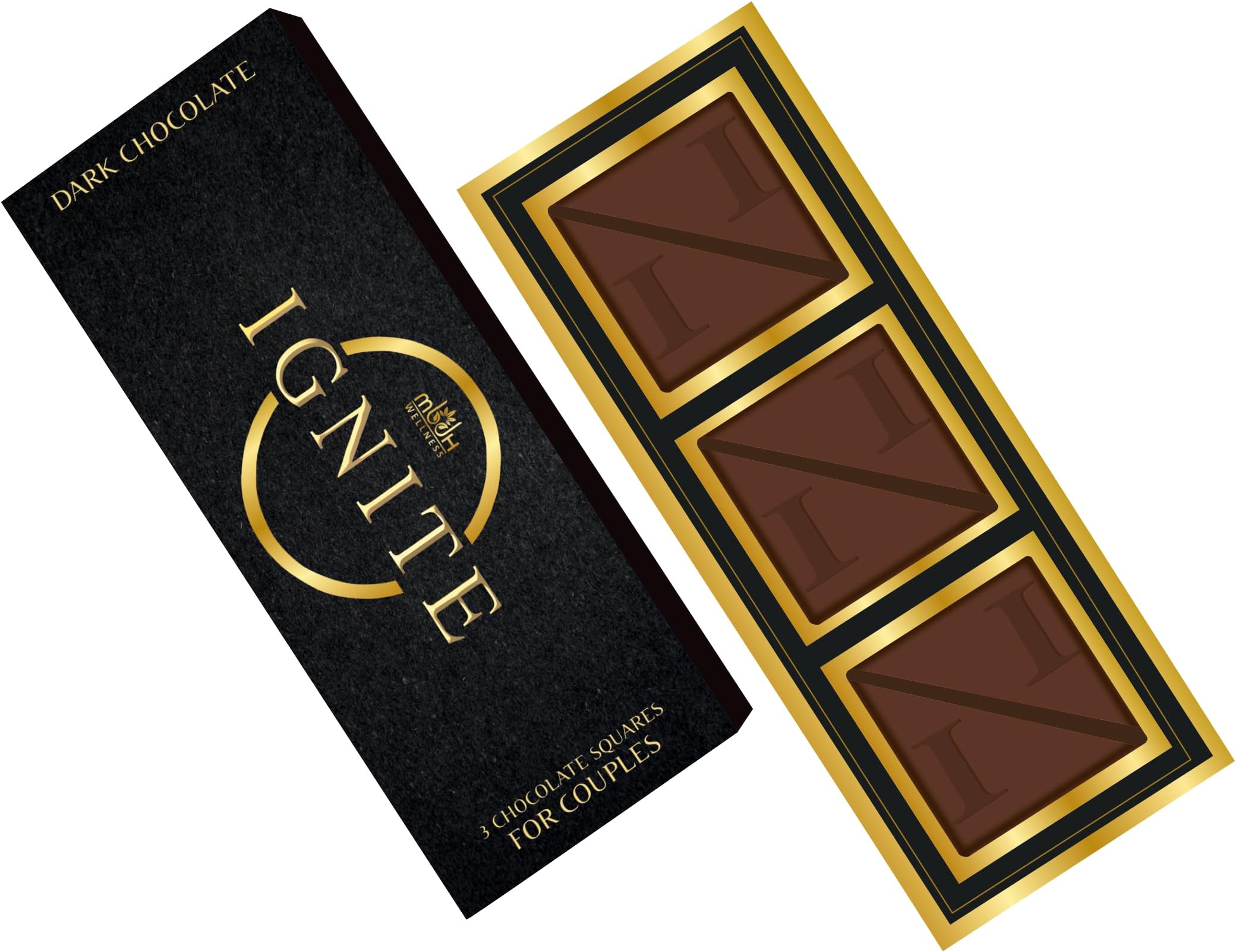 - Ignite Dark Chocolate Bars – Premium 60% Cocoa Squares for Couples – Luxurious Dark Chocolate Crafted for Shared Moments, Special Occasions – Ideal for Sharing and Indulging Together – Pack of 1