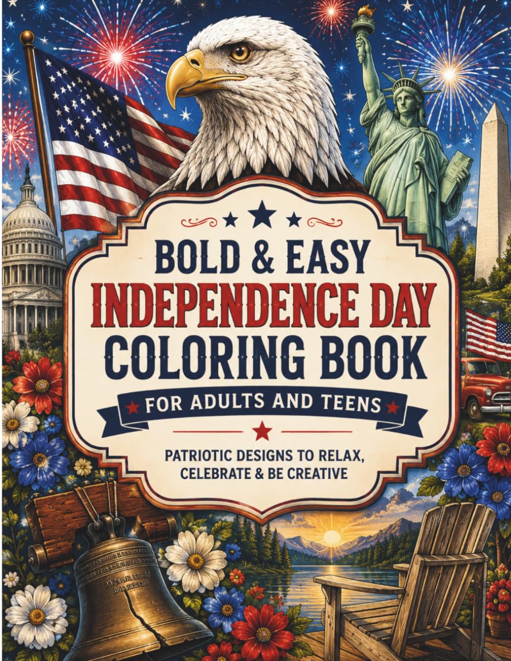 4th of July Independence Day Coloring Book for Adults