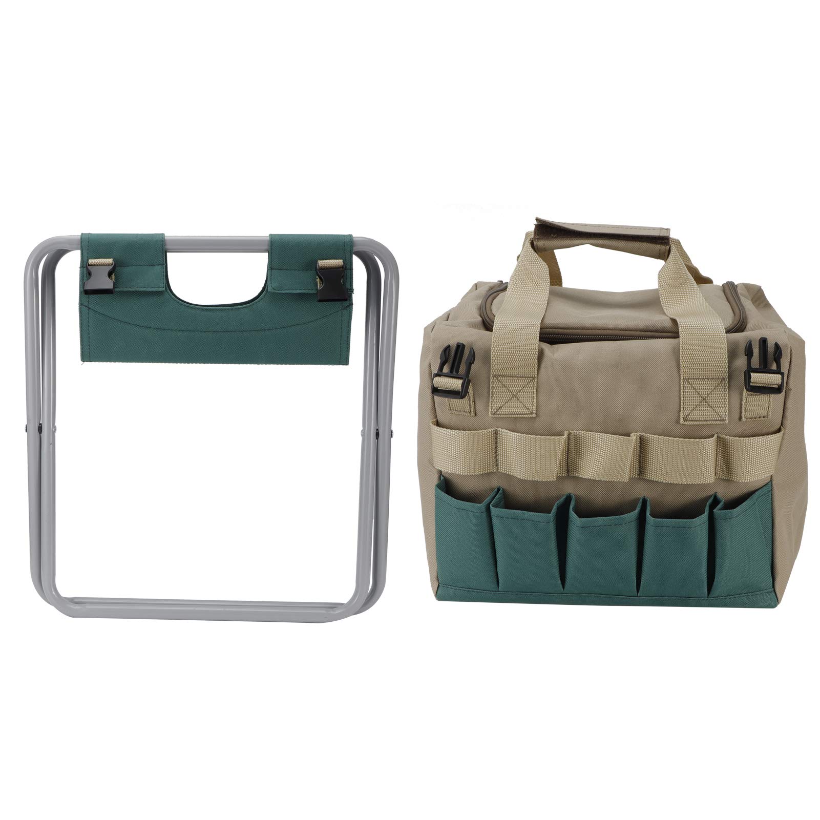 Alomejor Sgabello da Giardino Pieghevole Portatile con Custodia per Campeggio All'aperto, Sgabello Pieghevole per Attrezzi da Giardino, Potatura, Trapianto, da in Tessuto Oxford 600D per