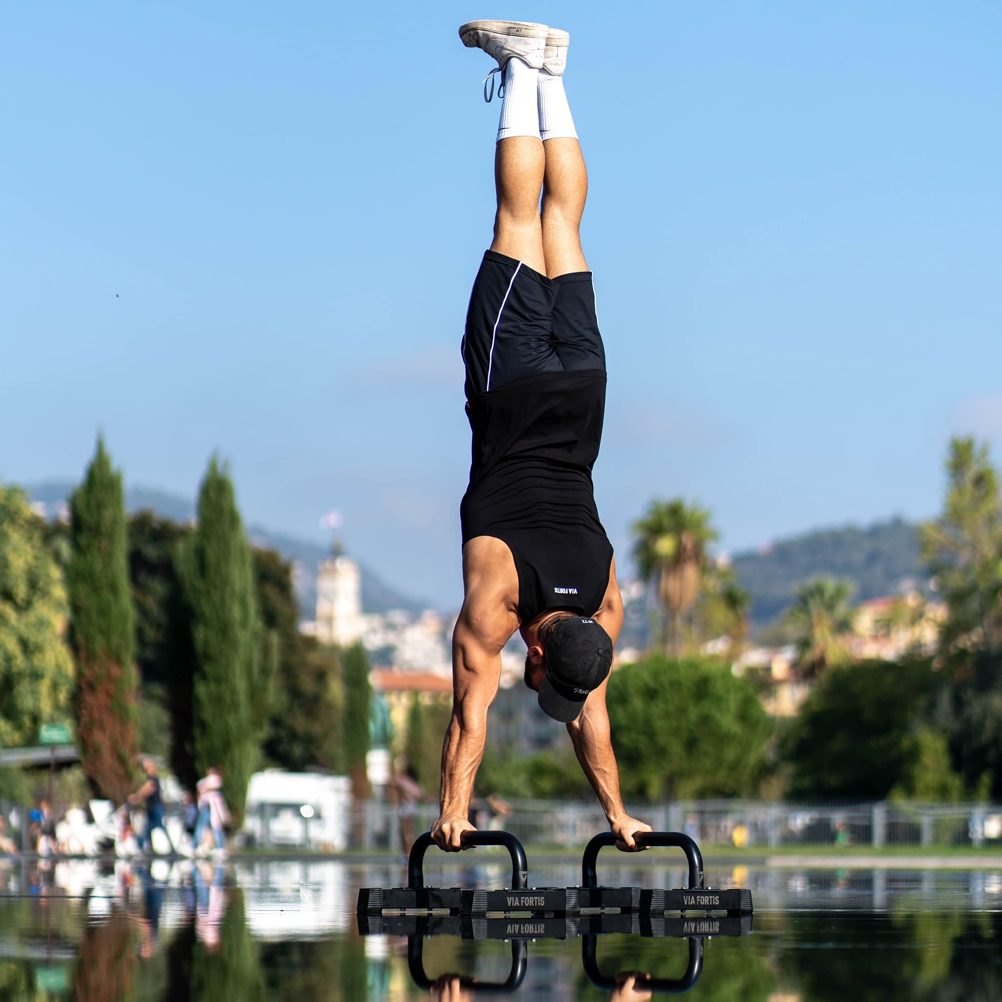 VIA FORTIS - Barres Parallettes Premium - Acier Ultra-Résistant et léger - Facile à Transporter - Musculation au Poids du Corps - Tous Niveaux