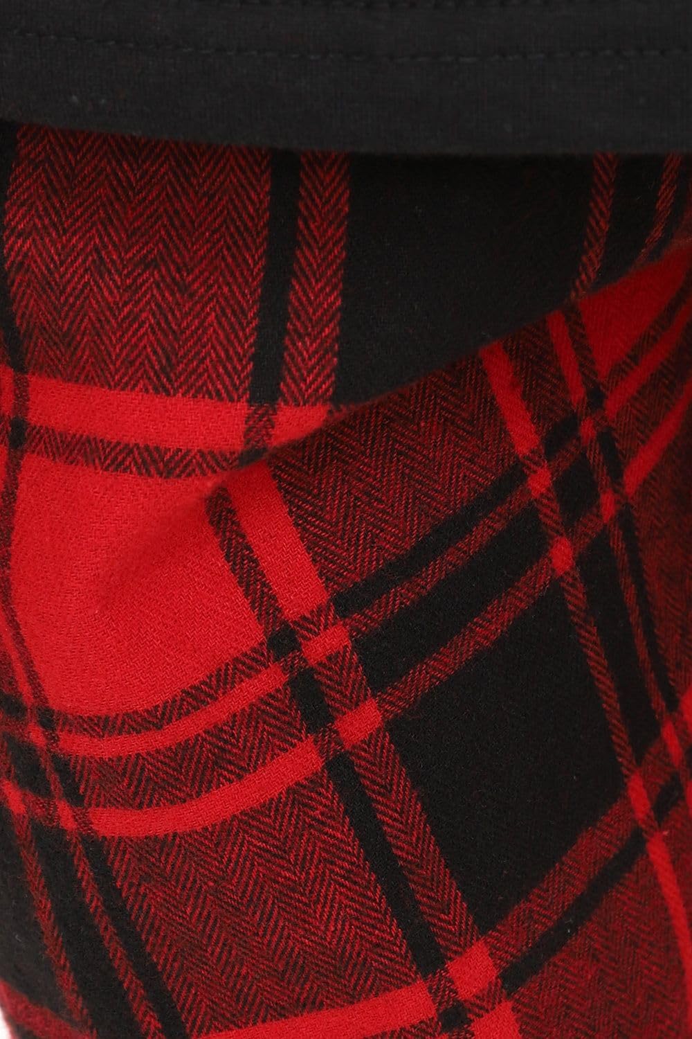 ThePyjamaFactory Chicos Corto de Algodón a Cuadros en Rojo y Negro Niño Pijamas
