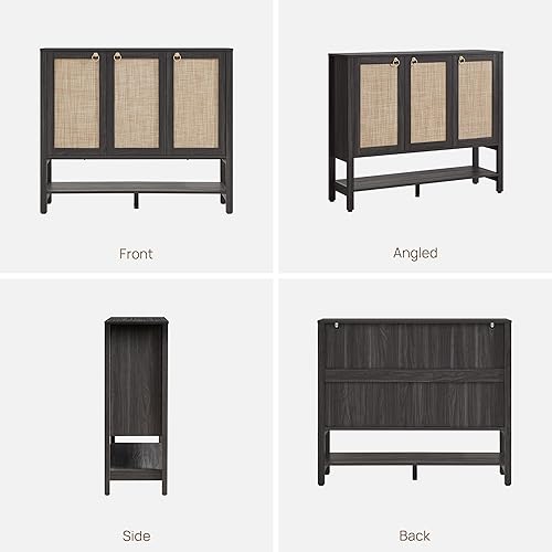 Miniatura 9 de SICOTAS Gabinete de zapatos de granja con almacenamiento, organizador grande de zapatos de ratán con estantes ajustables y 3 puertas, armario