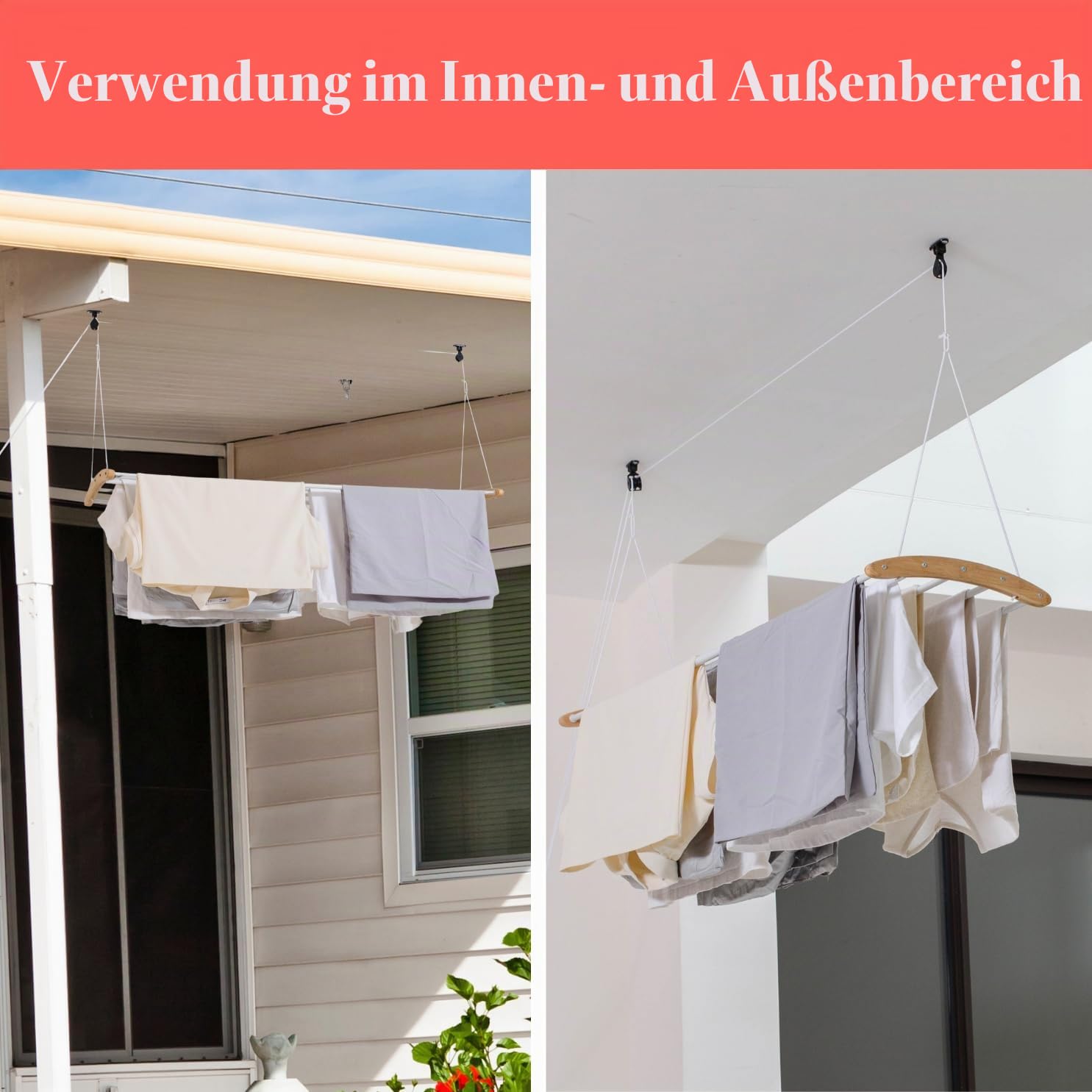 Home in Bold Deckenmontierter Wäscheständer für Wäsche, Platzsparend, Metall, Spannungsmontage, 21'' - 32''