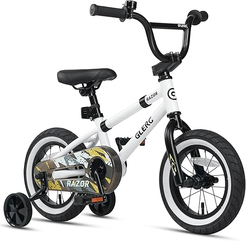 Glerc Bicicleta para niños de 1 a 8 años, bicicleta para niños de 12 a 16 pulgadas, estilo BMX, con ruedas de entrenamiento, bicicleta para niños y