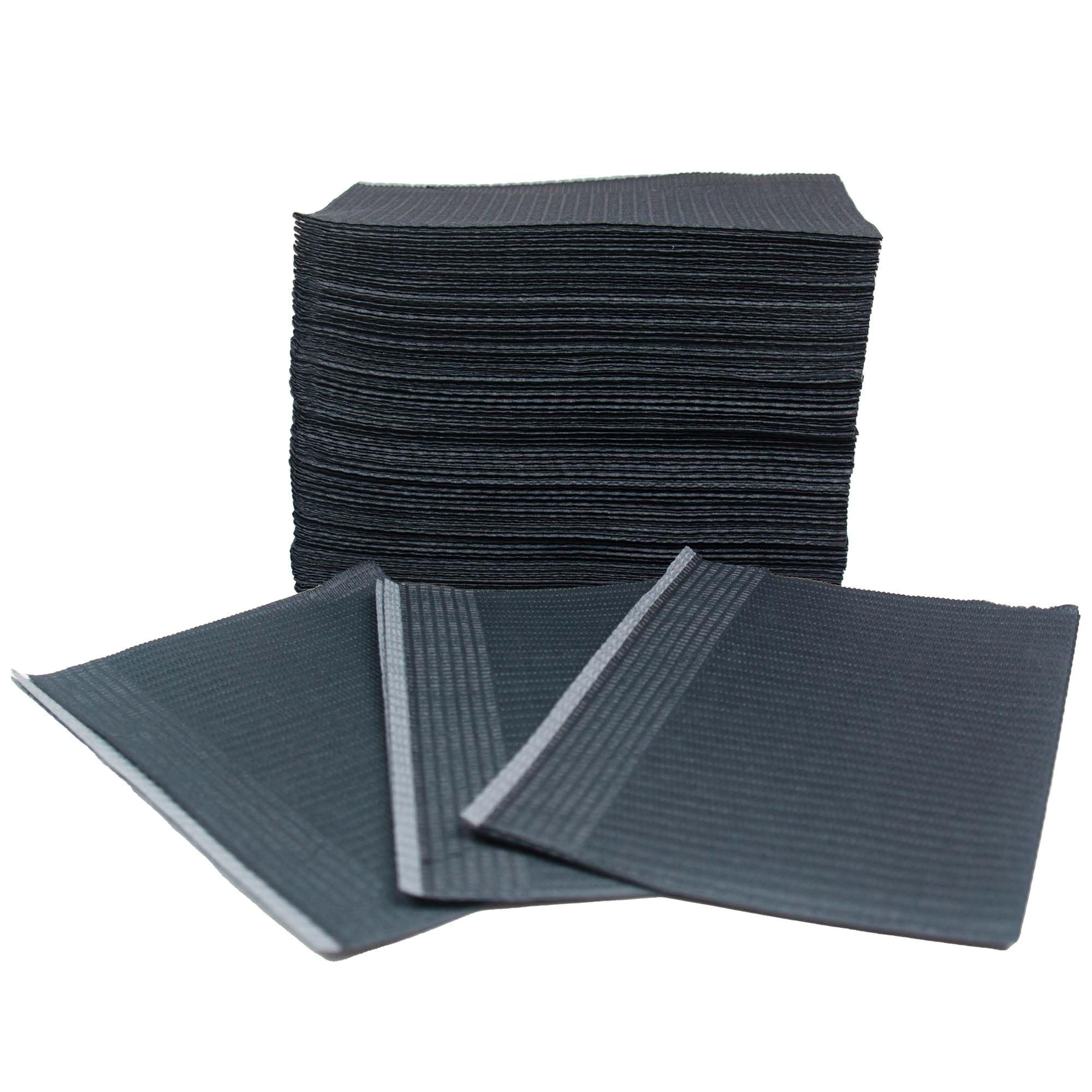 125 Black Disposable Dental Bibs 13"x18" | 3 Ply Waterproof Dental/Tattoo/Nail Bib for Patients | Dental Tray Covers, Salon Cover | Disposable Patient