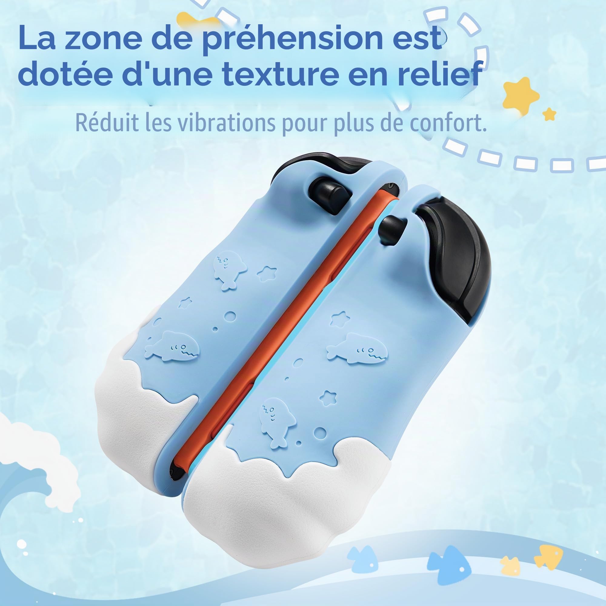 GeekShare Coque de protection pour manettes Switch 2 Joy Con, coque de protection en silicone souple compatible avec les manettes portables Switch 2 JC, fête de requin
